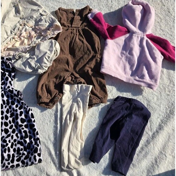 7 Pc Baby Girl Clothing Sizes 0-3, 3, 3-6 Months Mixed Lot Brands Romper Jackets - Picture 2 of 16